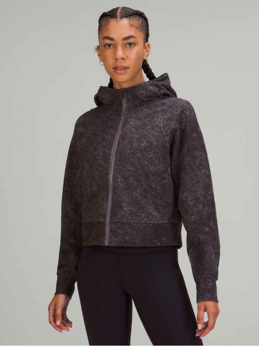 Lululemon Cotton French Terry Zip Hoodie
Denim Wash Print Dusky Lavender Black 8